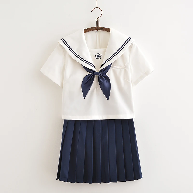 

2021 Hot School Clothes Girls Sakura Embroidery Anime Cosplay Costumes Sailor Suits Korean Japanese JK School Uniforms