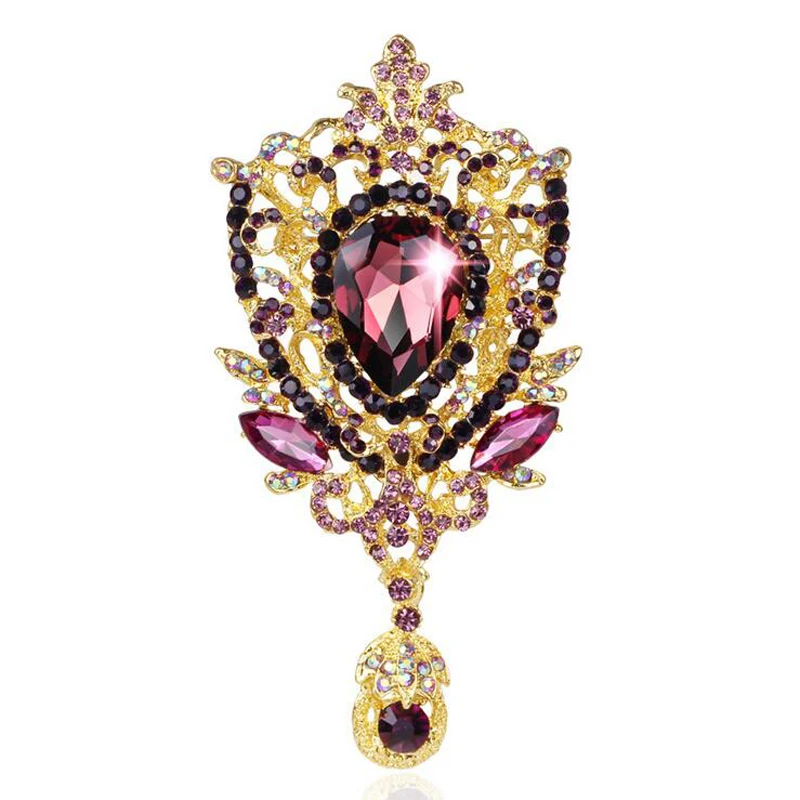  Austrian Rhinestone Brooch Pins For Women Gold Lily Broches Crystal Jewelry Fashion Wedding Party I