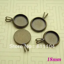 18 мм Античная бронзовая покрытием Медь круг лотка основы Бланк Подвеска ободок чашки Шарм настройки DIY ООС кабошоны оптовый