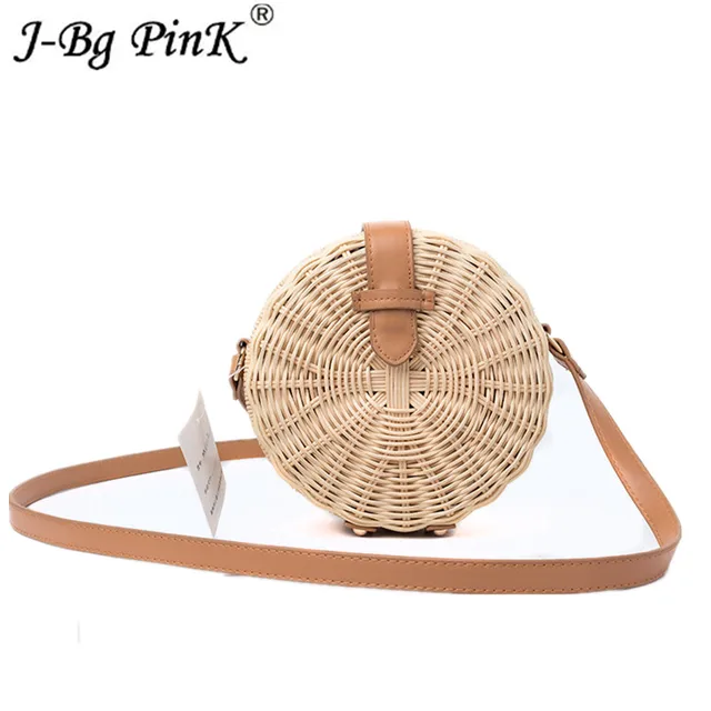 Summer New Women Straw Bag Bohemian Bali Rattan Beach Handbag Small Circle Lady Vintage Crossbody Handmade Kintted Shoulder Bags