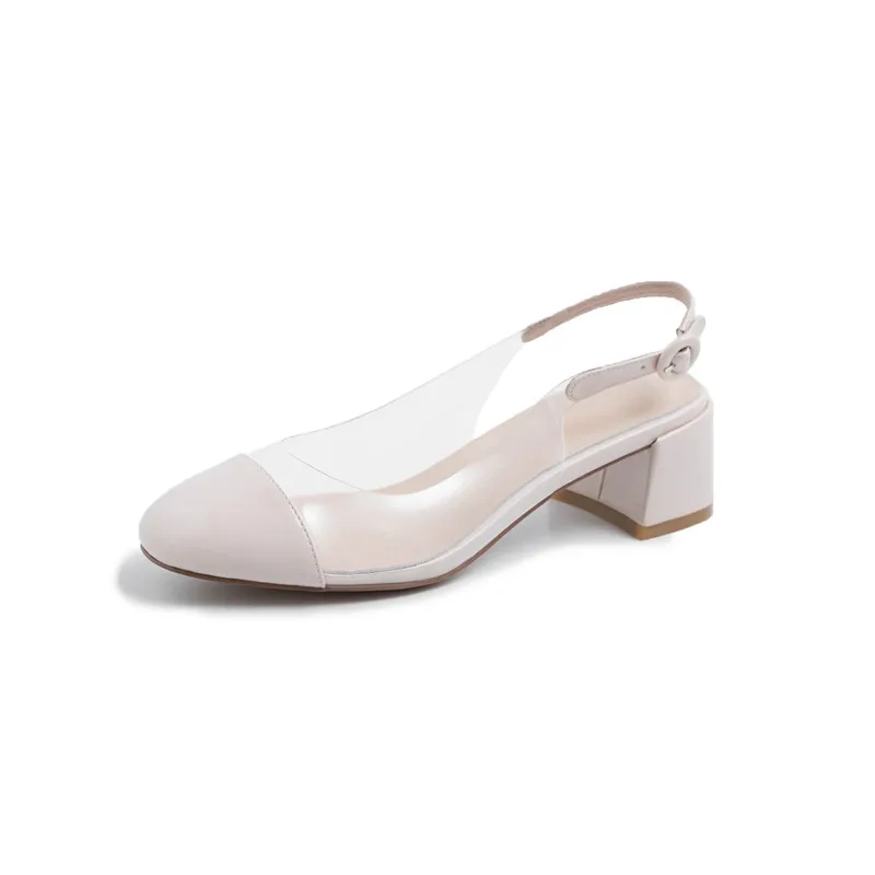 

THEMOST fashion summer women's PVC shoes transparent purity round toe paint hasp high heels sandals Single shoes