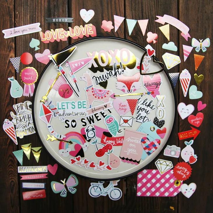 

KSCRAFT 60pc Happy Valentine's Day Cardstock Die Cuts for Scrapbooking Happy Planner/Card Making/Journaling Project