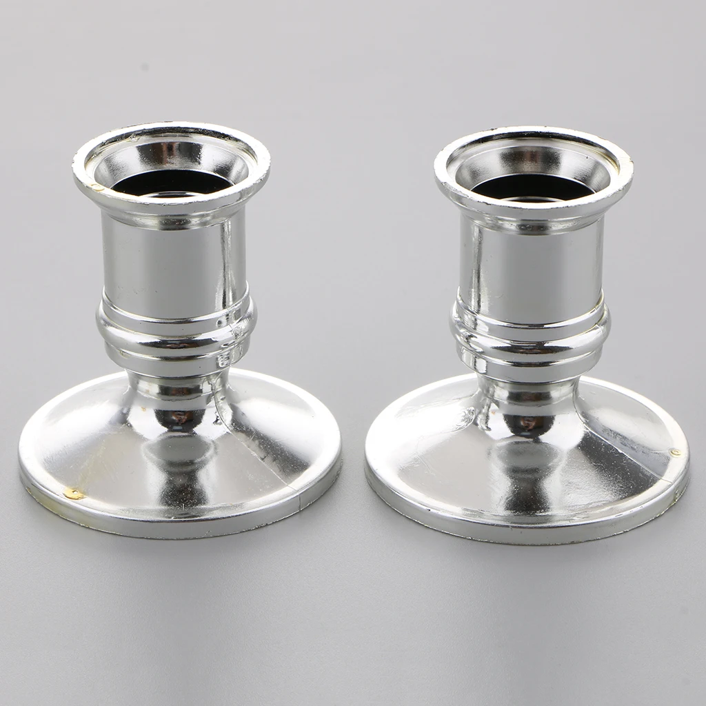 10 pcs Silver Plated Candle Holder Votive Candles Holder For Candles Fake Tapers Candlestick Wedding Church Party Decoration