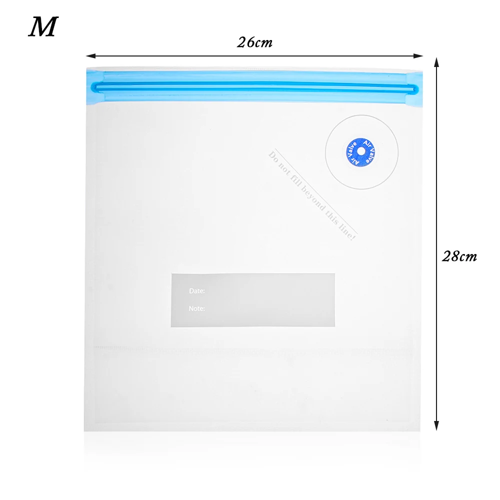 Вакуумный пакет для еды, воздушный Вакуумный пакет, органайзер с прозрачными герметичными сумками для хранения, многоразовые мешки для морозильников, Кухонное хранение - Цвет: M