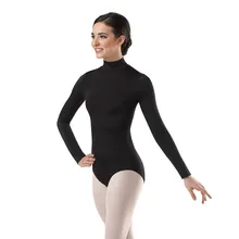 Speerise Для женщин черного цвета с длинными рукавами балетное трико с высоким, плотно облегающим шею воротником Одежда для бальных танцев, супер герой, лайкра, спандекс, трико, боди костюмы для гимнастики трико