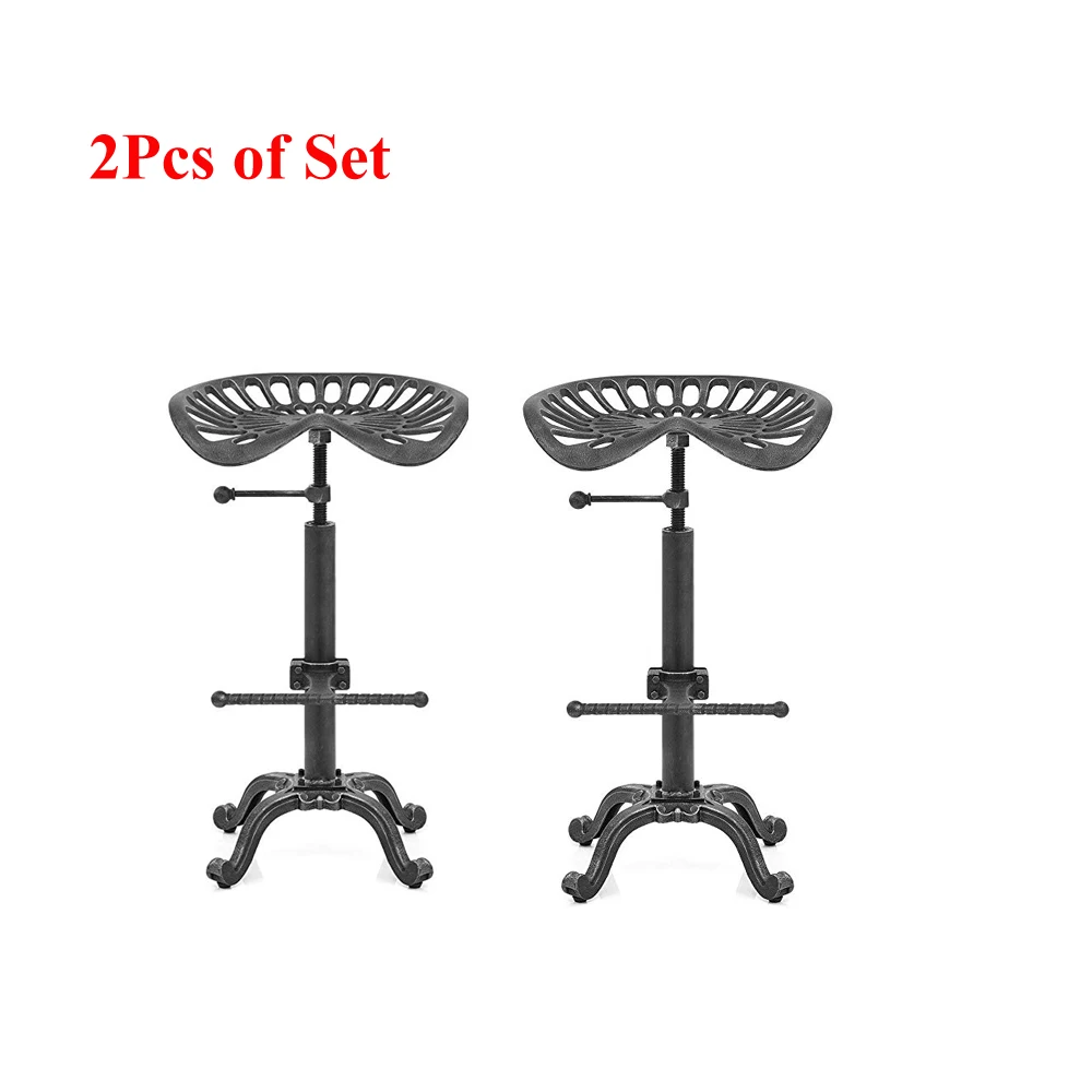 

2Pcs of Set Industrial Bar Stool Swivel Tractor Saddle Chair Height Adjustable Count Height Bar Chair