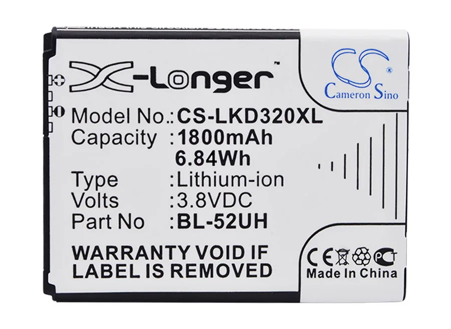 Аккумулятор Cameron Sino для LG D280N D320 D325 D329 H440N L41C L65 MS323 Optimus L70 Spirit 4G 1800 мАч|1800mah battery|cameron