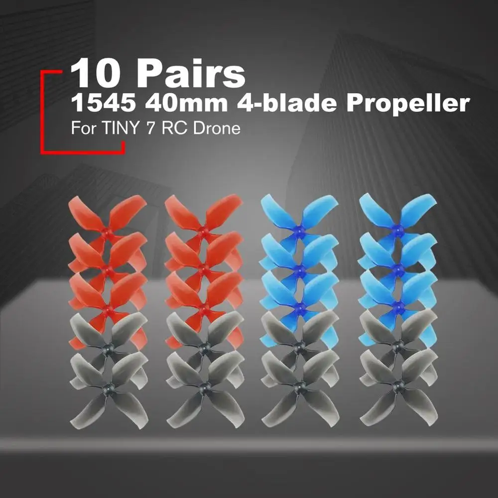 

10 Pairs LDARC 1545 40mm 4-blade Propeller 1.0mm Hub CW CCW Props Set for TINY 7 7X Snapper7 Mobula7 TRASHCAN RC Drone Parts