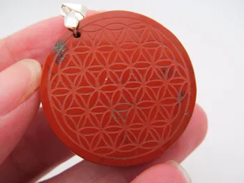 

Supernatural Natural Bloodstone Flower of Life Pendant Necklace Mandala Sacred Geometry Jewelry Fleur De Vie With Rope