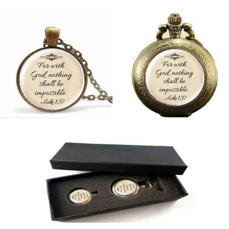 Jesus Jewelry Christian Necklace pocket watch with free box Faith With