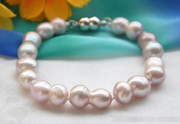 

free shipping 09737 lavender double freshwater pearl bracelet