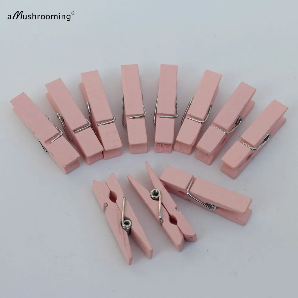20 PINK Clothespins Pink Wooden Clothespins for Crafts Baby Showers