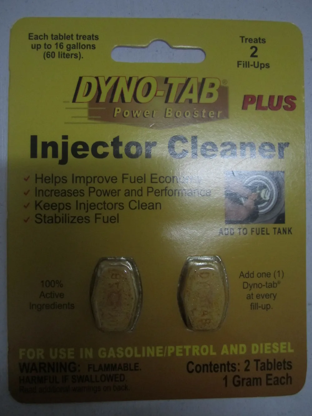 The fuel additive agent DYNO TAB combustion promoter enhanced dynamic