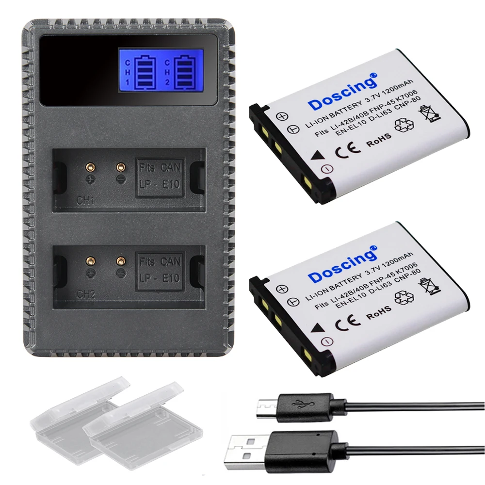 2x Li-40B Li-42B Li40B Li42B Battery+LCD Charger for Olympus D-630 D-720 D-725 IR-300 FE-20 FE-150 FE-160 FE-190 FE-220 FE-230. |