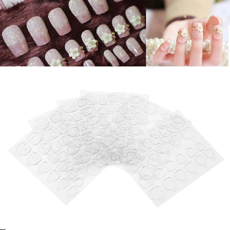 Shellhard 10 листов двусторонний клей ленты вкладки прозрачные декоративный для маникюра DIY для поддельные накладные ногти