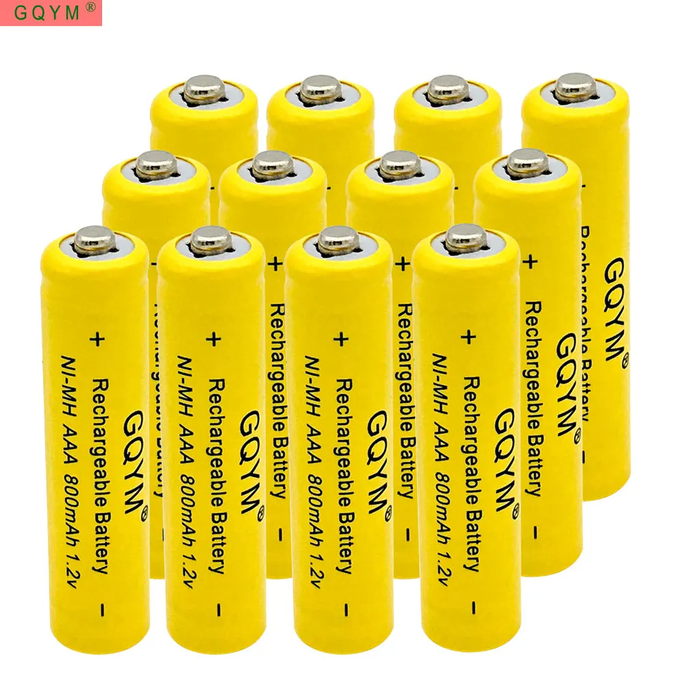 GQYM 12pcs AAA Ni MH Rechargeable Battery 1.2V 7 Rechargeable 800mAh