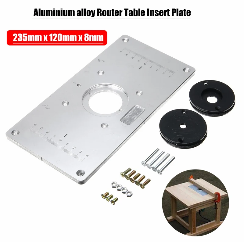 

235*120*8mm Woodworking Multifunctional Aluminum Alloy Table Insert Plate Plastic Router Insert Ring