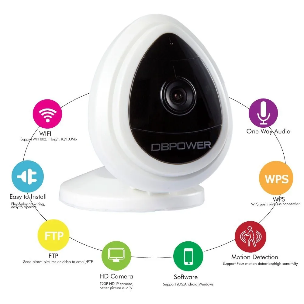 720P IP Camera Wireless Security Cameras Built-in Mic One Key Wifi Configuration Motion Detection P/T Surveillance Cam