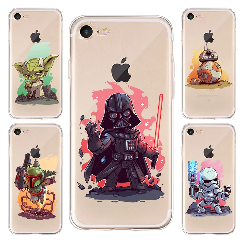 For iPhone7 Cover Star Wars Darth Vader R2D2 Soldier Yoda