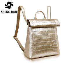 2016 European And American Style Portable Lady’s Backpacks Elegant Crocodile Pattern Bags Luxury Genuine Leather Girl’s Bag