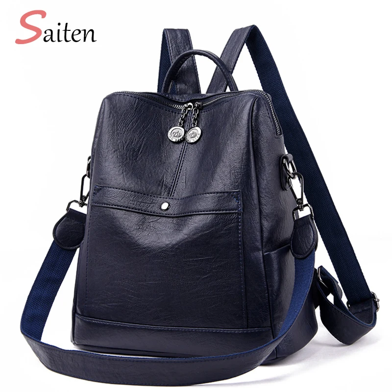 Saiten عالية الجودة جلد المرأة على ظهره جديد 2019 الأزياء ، Backbag الإناث قدرة كبيرة حقيبة مدرسية Mochila الأنثوية Saiten عالية الجودة جلد المرأة على ظهره جديد 2019 الأزياء ، Backbag الإناث قدرة كبيرة حقيبة مدرسية Mochila الأنثوية