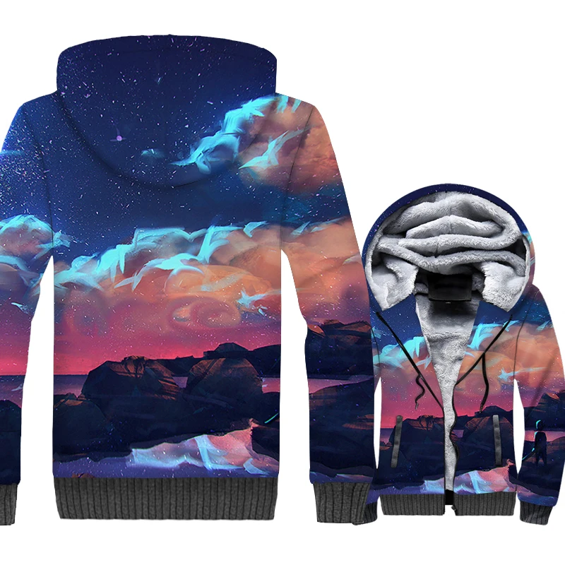 

Elk Animal Hoodie Winter Warm Funny Jacket 2019 Fashion Hot Men's Zipper Coat Fleece Hip Hop Top Streetwear Tracksuit Thick Coat