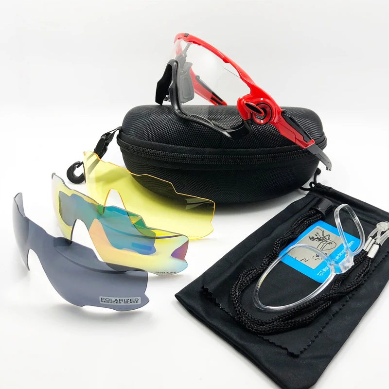 4 Lens Men Women Outdoor Sports Cycling Glasses Photochromic Polarized Men Cycling Eyewear Sunglasses with Myopia Frame