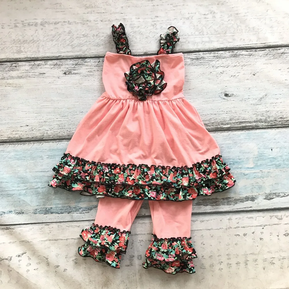 baby girls floral Capri set children coral summer clothes girls baby