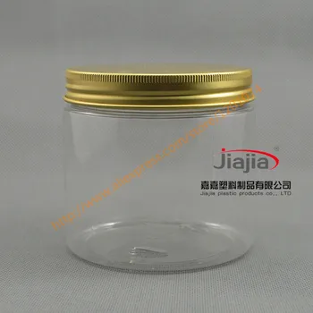 

420g clear Storage Jar 420ml PET Plastic Bottle Transparent Bottle Big Size Jar with gold Screw Cap Candy Can Packaging