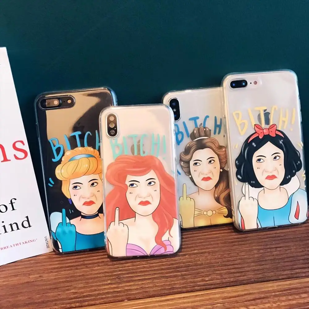 

Funny Cartoon Phone Case For iphone XR X XS Max Soft TPU Case Cover For iphone 7 8 6 6S Plus Transparent Silicone Back Cover