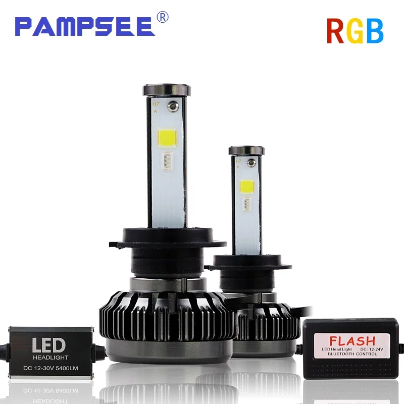 Светодиодные лампы PAMPSEE H4 H7 светодиодсветильник RGB с управлением через
