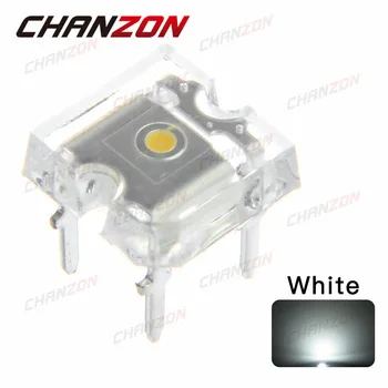 100pcs Flat Top LED Piranha White Transparent Clear Lens Super Flux Ultra Bright Wide Angle Rectangle Light Emitting Diode Lamp