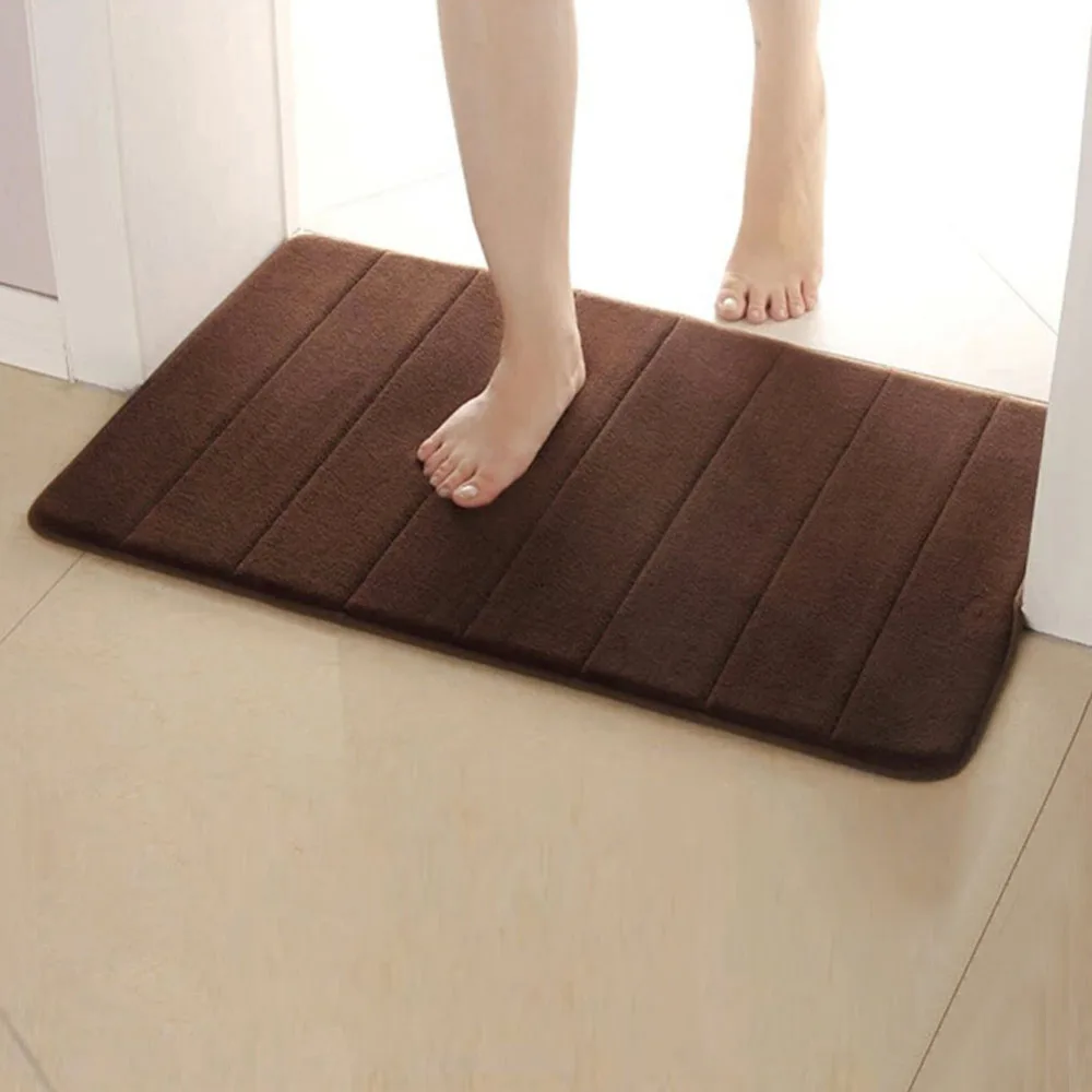 Non Slip Bathroom Toliet Rug Coral Velvet Fabric Water Absorption Bath