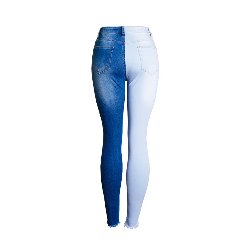 LOGAMI Skinny Ripped Jeans Woman 2018 Contrast Color Slim Jeans For Women Denim Pants Plus Size 4XL
