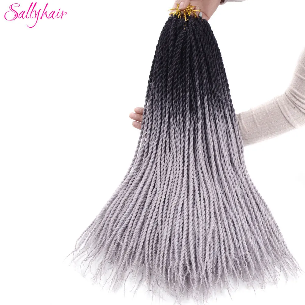 Sallyhair, 20 прядей, сенегалы, закрученные, вязанные, плетенные волосы для наращивания, высокая температура, синтетические, вязанные, Омбре, плетенные волосы