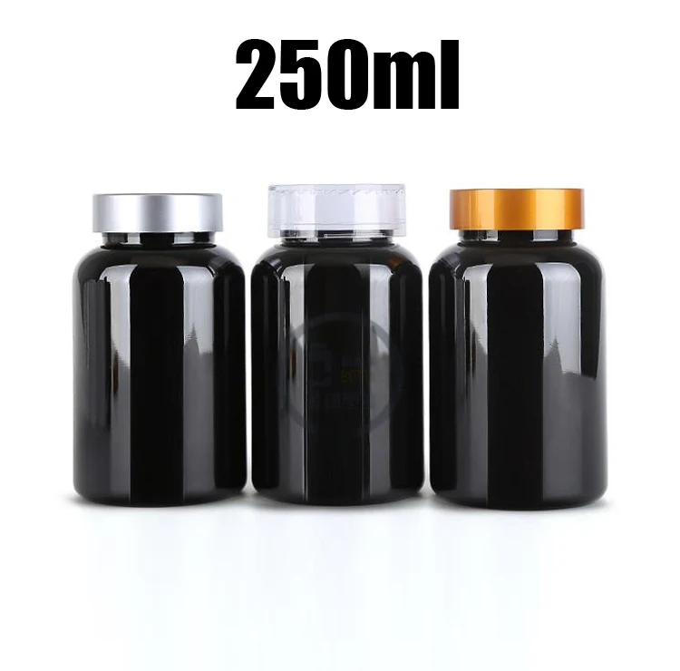 100PCS 250ml Black Bottles, Medical Bottle, Powder Bottles, Plastic