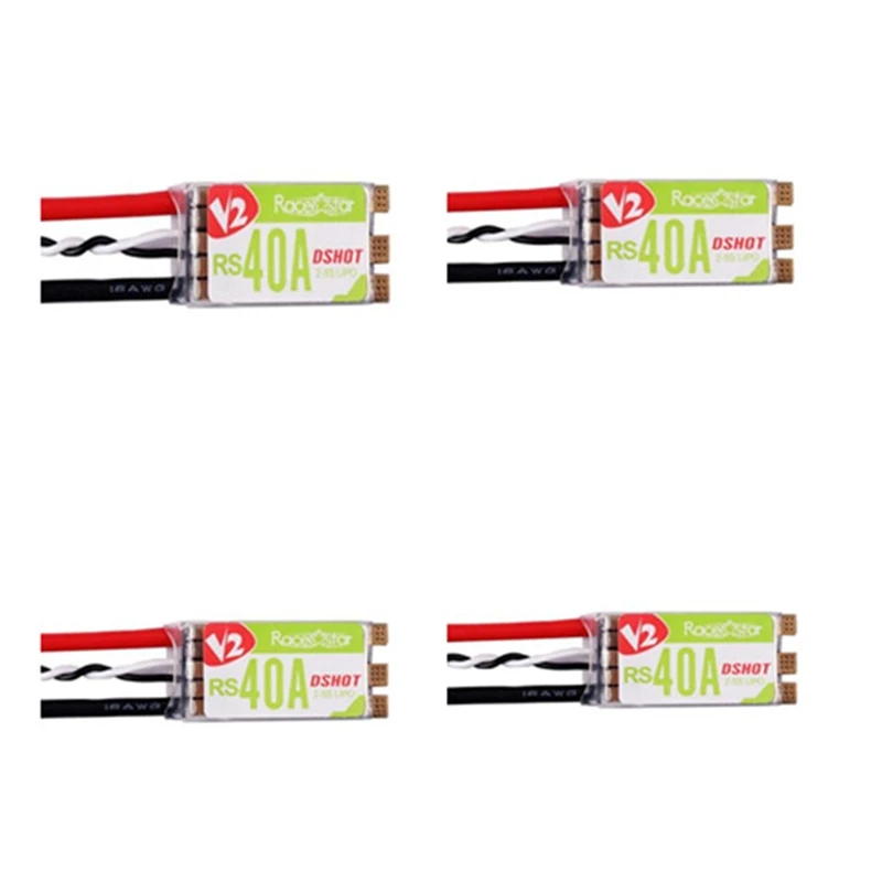 

High Quality 4PCS/lot Racerstar RS40A V2 40A BLHELI_S BB2 OPTO 2-5S 4 in 1 ESC Dshot 600 Ready for FPV Racing RC Multicopter