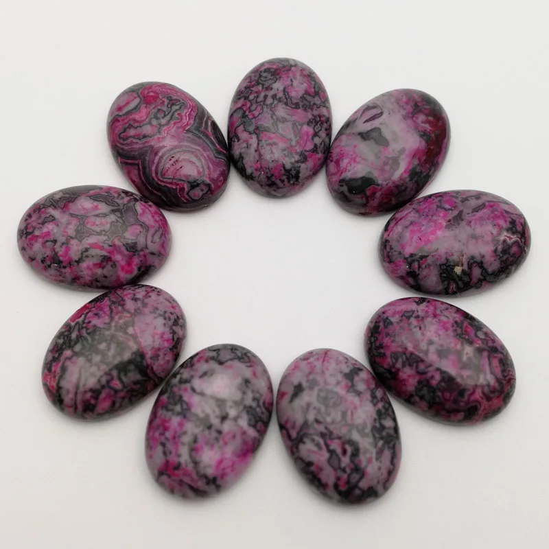 

Fashion 12pcs rose agates 25x18mm natural stone beads oval cabochon for jewelry Ring accessories no hole free shipping