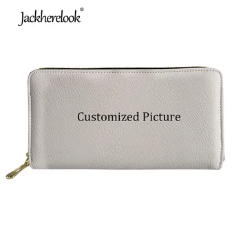 

Jackherelook Customized Picture or Logo Women Wallet Fashion PU Leather Ladies Travel Storage Money Bags Card Holder Coin Cases
