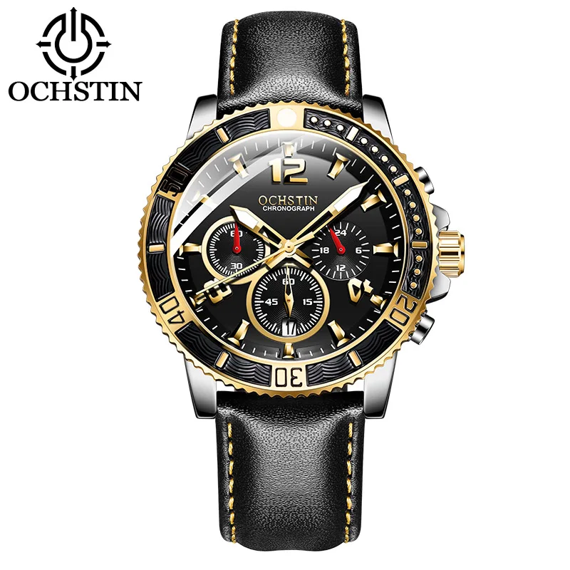 Ochdin Бизнес кожа модные водонепроницаемые кварцевые часы для мужчин часы лучший бренд класса люкс мужской Дата Часы Relogio Masculino - Цвет: Color 03