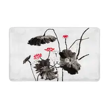 Лотос, кувшинка китайские чернила и ааш краска внутренний входной коврик нескользящий, дверной половик ковер домашний декор