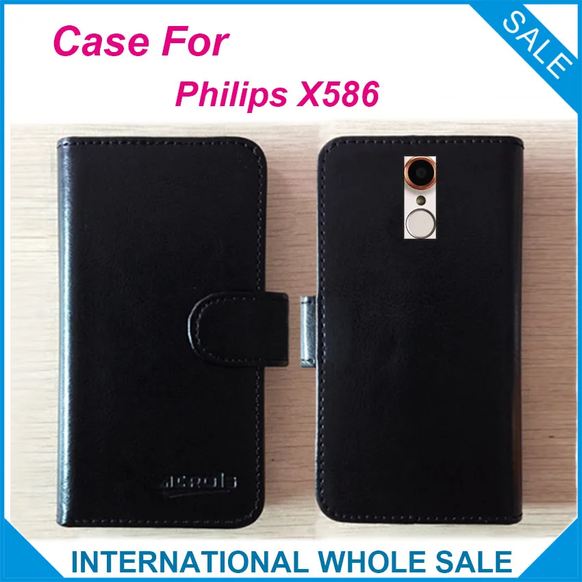 Лидер продаж! Чехол 2016 для Philips X586 6 цветов Эксклюзивный кожаный чехол высокого