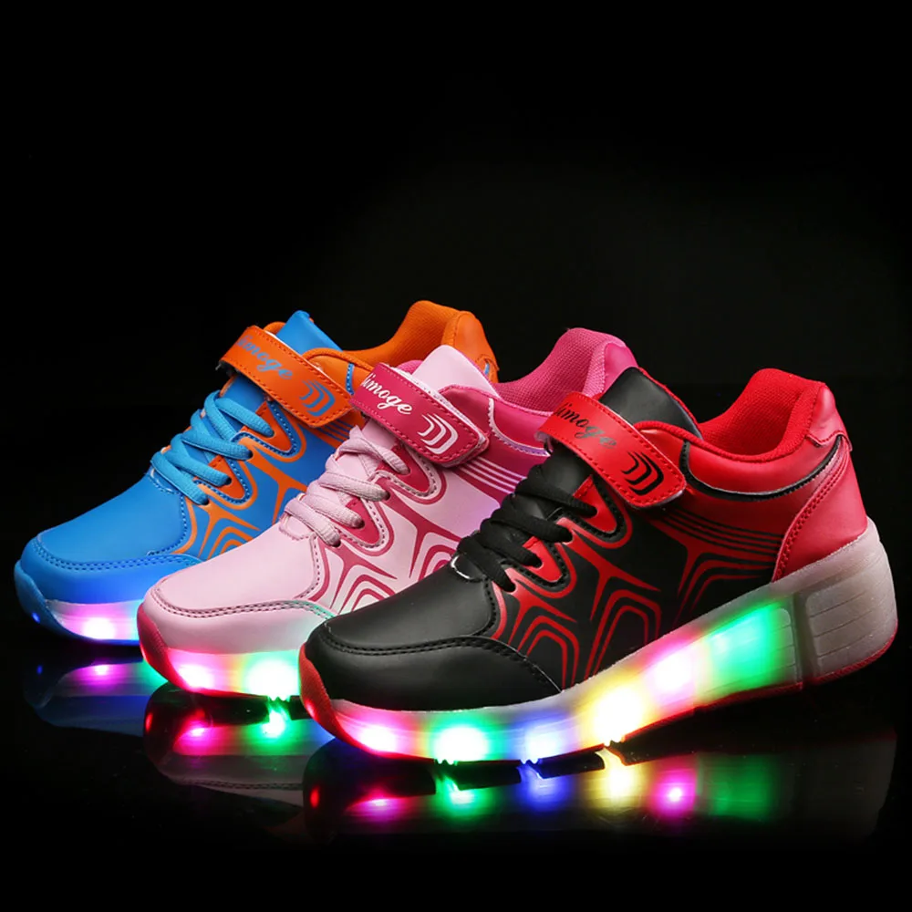 Nouveaux enfants Heelys chaussures avec Led se allume enfants chaussures à  roulettes avec roues pour garçons filles Sneakers Zapatillas Con Ruedas |  AliExpress