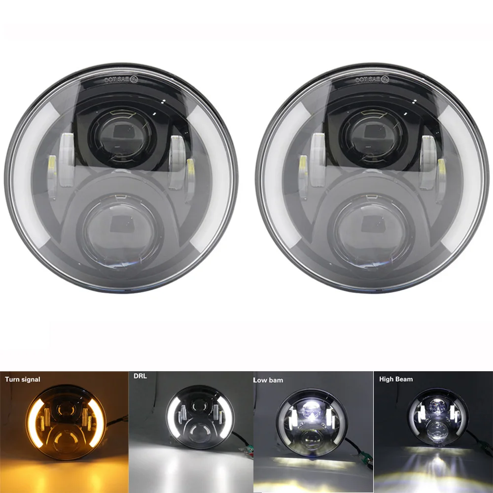 2pcs 7inch LED Headlight Car Led Driving Light HiLo Beam DRL H4 H13 12V 6000K For Jeep Wrangler Hummer Lada 4x4 urban Niva