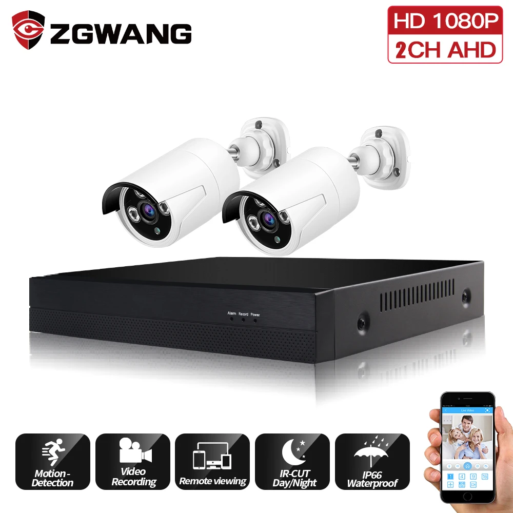 ZGWANG CCTV Камера безопасности Системы комплект P2P HDMI DVR 2 шт 1080 P AHD аналоговый