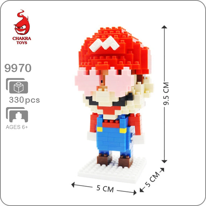 

CHAKRA 9970 Game Super Mario Heart Red 3D Model 330pcs DIY Micro Diamond Mini Building Nano Blocks Brick Toy for Children no Box