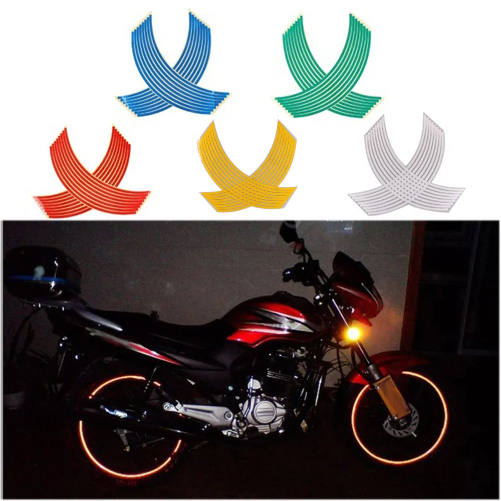 16 Strips Motorcycle Styling Wheel Hub Rim Stripe Reflective Decal