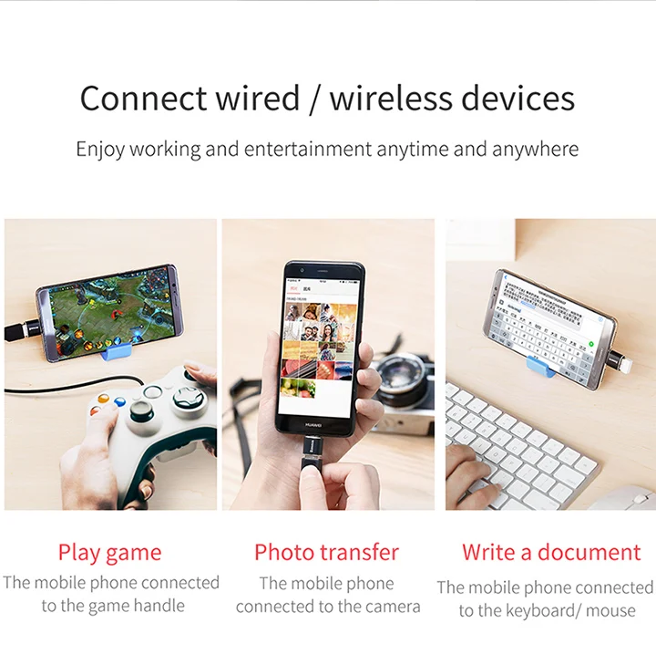 Baseus Micro USB Type C OTG Adapter Mini usb c Male to Micro usb Female otg Adapter Micro USB to USB C for date transmission charger 100w