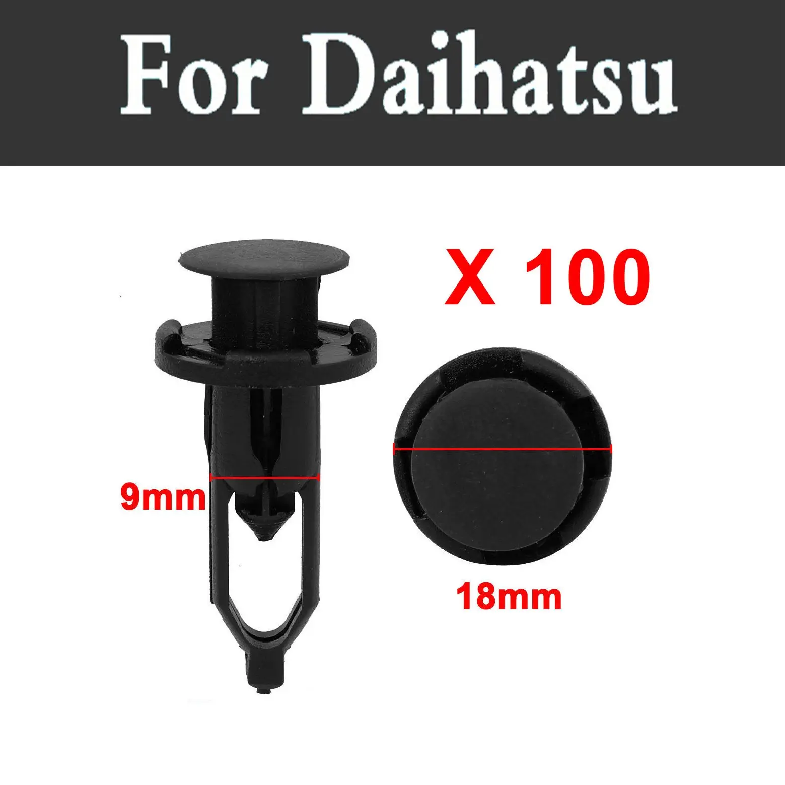 2018 New 100Pcs Auto Fastener Fit 9mm Hole Push Type Bumper Fender