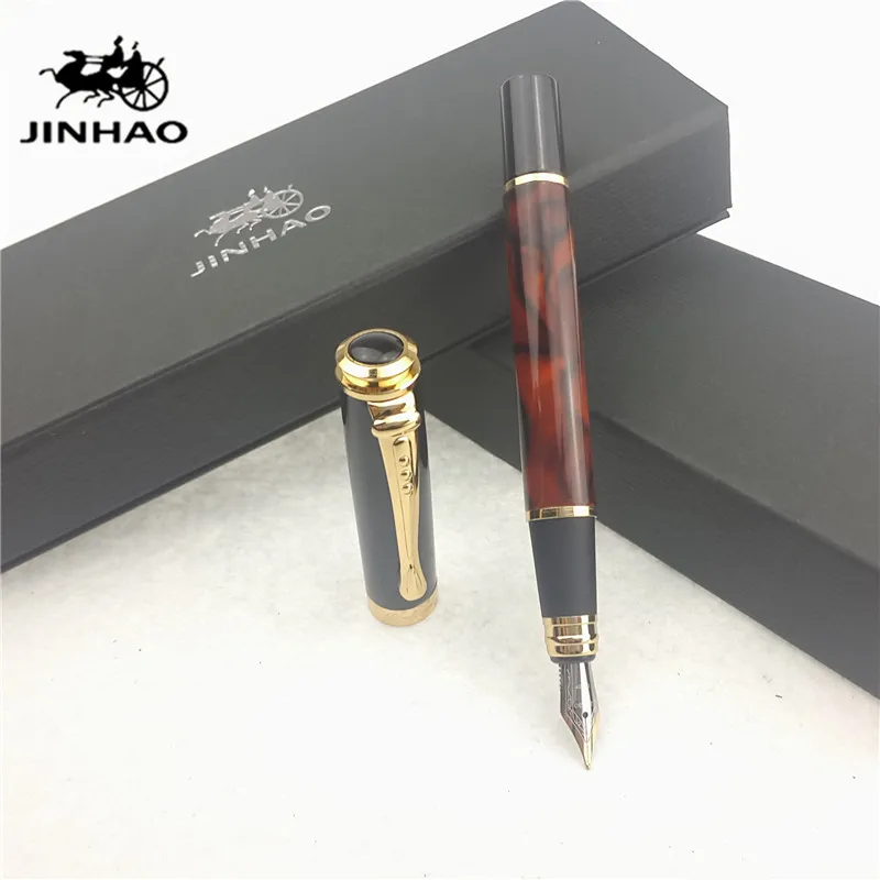 

1pc/lot JINHAO 500 Fountain Pen Red Color Pen Gold Clip Papelaria School Supplies jinhao Pen Material Escolar 13.6*1.8cm